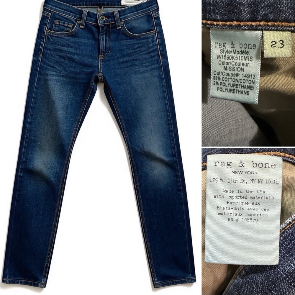 431 Rag & Bone | EUC USA Medium-dark blue fading Mid Rise Skinny Jeans (Sz 23) - Picture 1 of 14